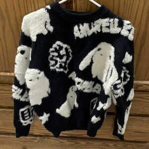 ROMWE Black and White Bunny Sweater